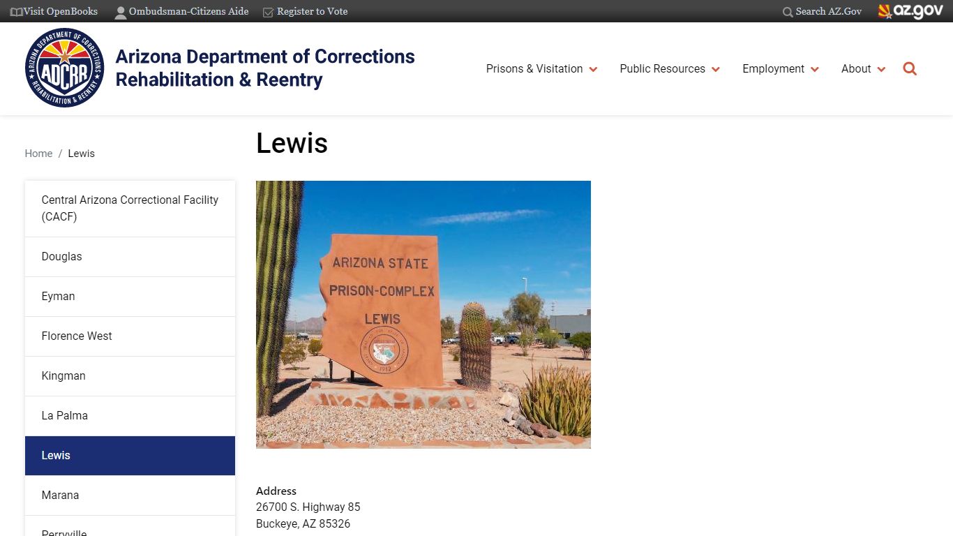 Lewis | Arizona Department of Corrections, Rehabilitation & Reentry
